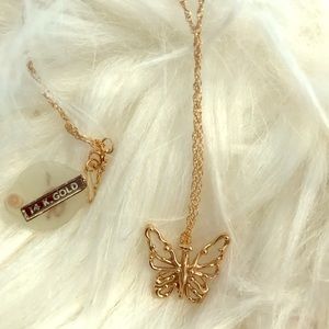 14kt gold butterfly necklace